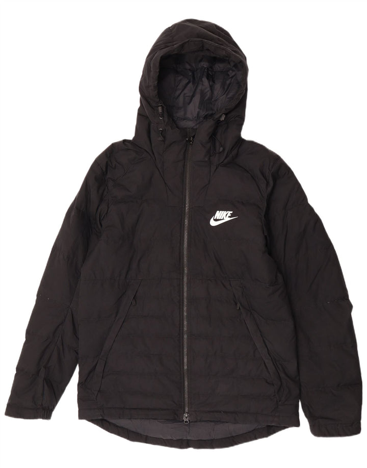 Nike Mens Hooded Padded Jacket UK 38 Medium Black Polyester