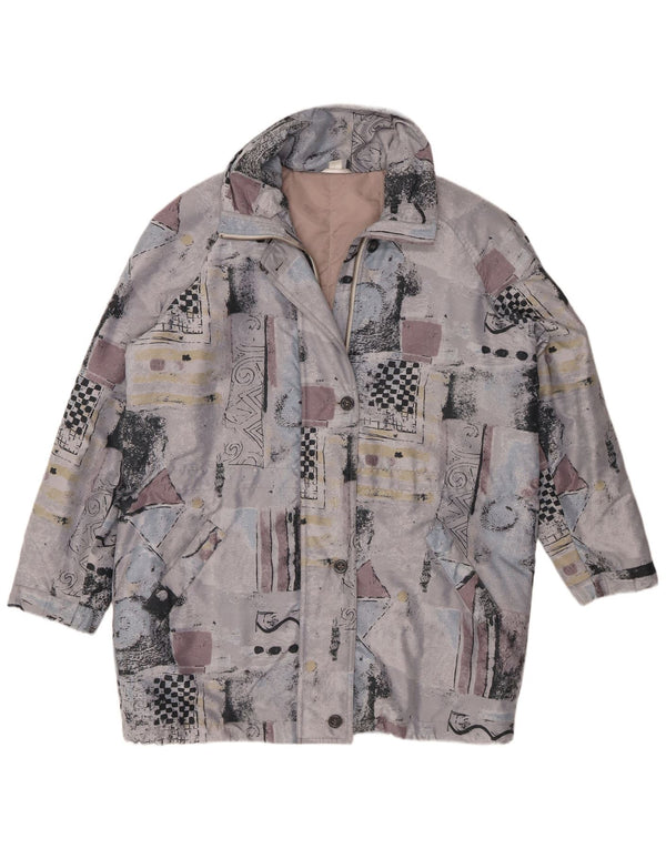 Vintage Womens Oversized Windbreaker Coat UK 14/16 Large Grey Patchwork