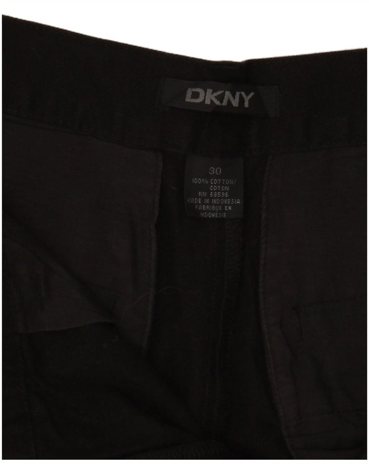 Dkny Womens High Waist Chino Shorts W30 Medium Black Cotton