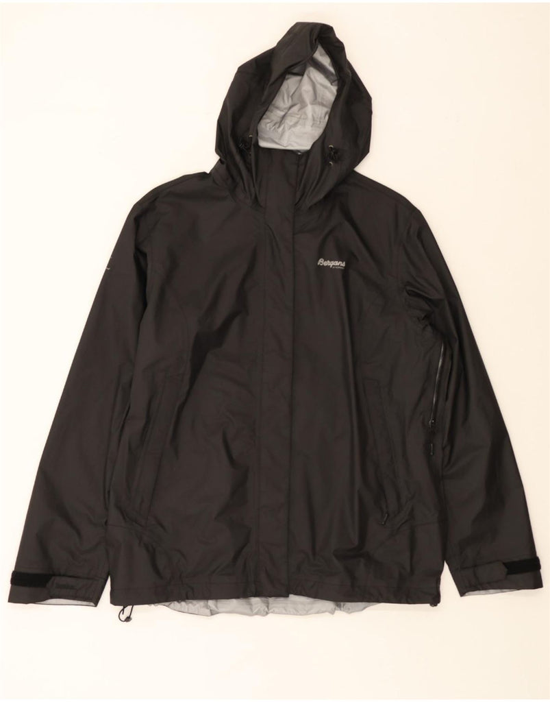 BERGANS Womens Oversized Hooded Rain Jacket UK 18 XL Black Polyester Vintage Bergans and Second-Hand Bergans from Messina Hembry 