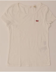 LEVI'S Womens T-Shirt Top UK 12 Medium White Cotton