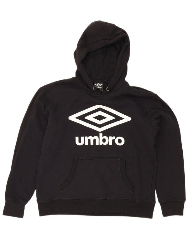 Umbro Womens Graphic Hoodie Jumper UK 14 Medium Black Cotton