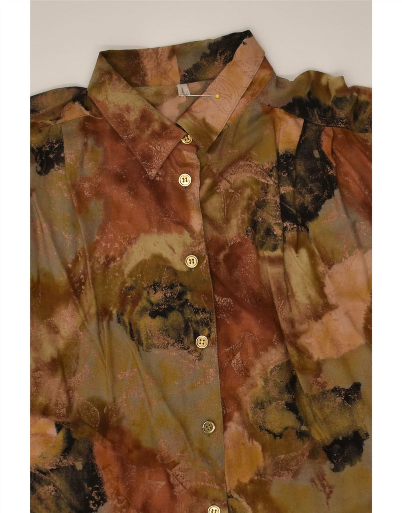 VINTAGE Womens Abstract Pattern Shirt EU 42 Large Brown Viscose | Vintage Vintage | Thrift | Second-Hand Vintage | Used Clothing | Messina Hembry 