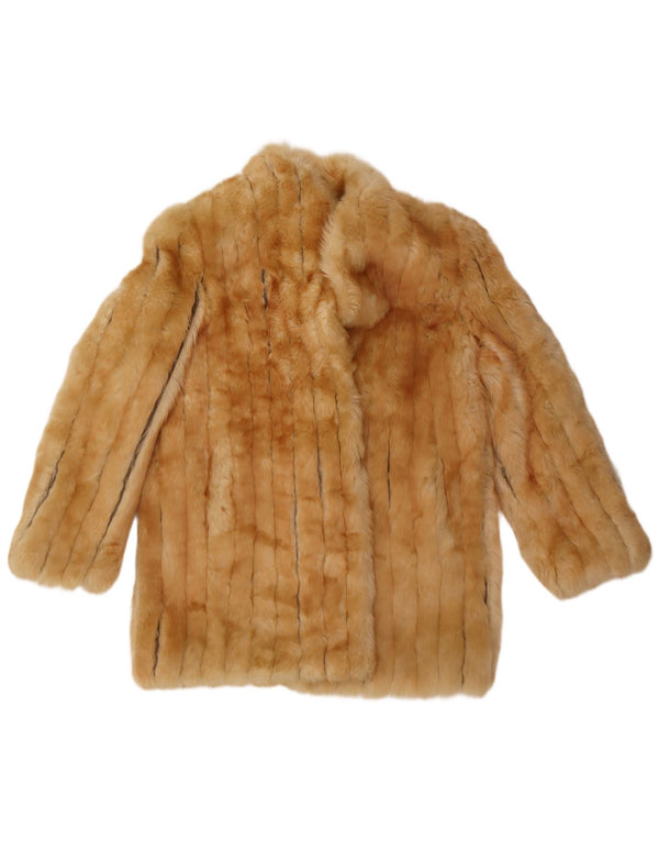 Vintage Womens Faux Fur Overcoat UK 14 Medium Beige Classic