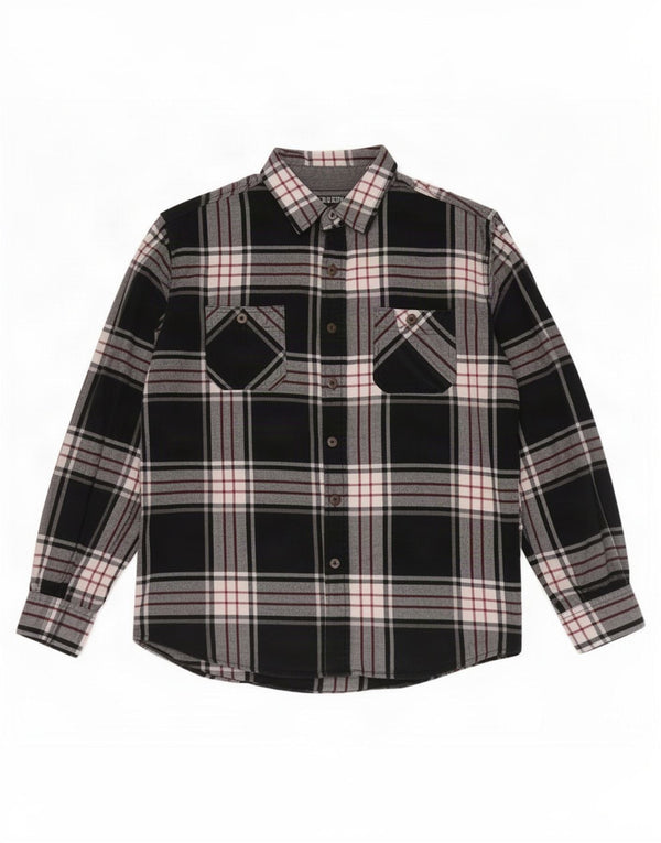 Wrangler Mens Flannel Shirt XL Black Plaid Cotton