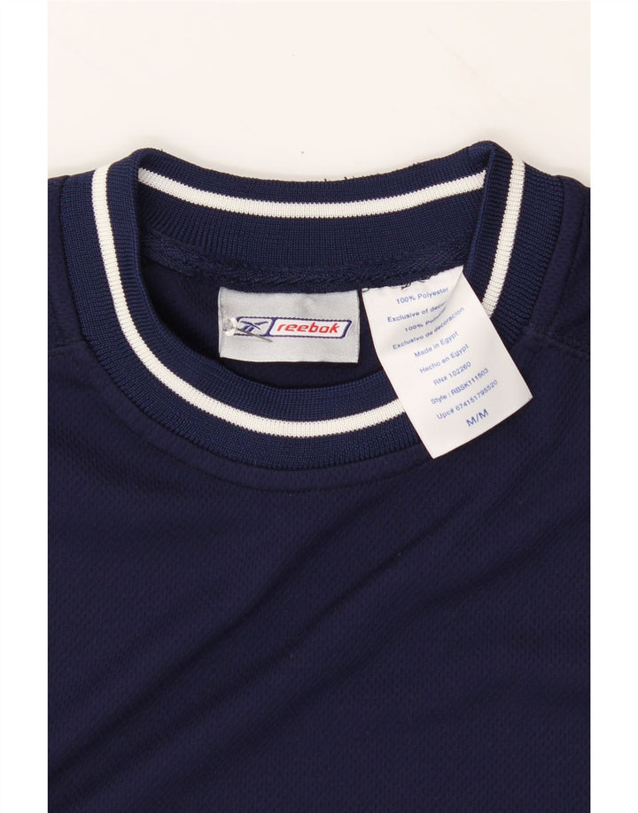 REEBOK Mens T-Shirt Top Medium Navy Blue Polyester Vintage Reebok and Second-Hand Reebok from Messina Hembry 