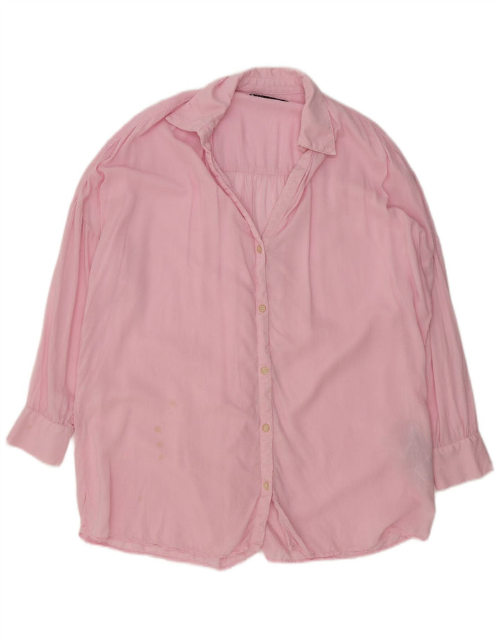 Zara Womens Oversized Shirt UK 6 XS Pink Lyocell