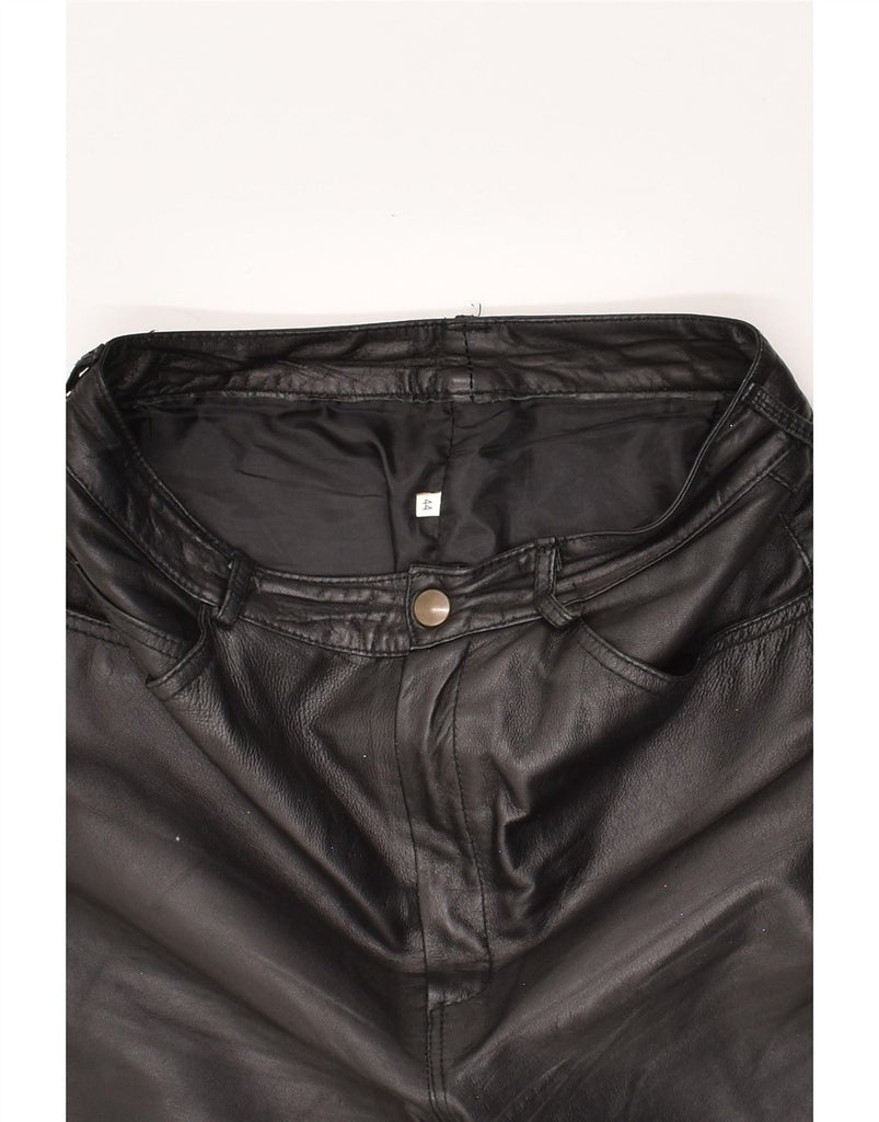 VINTAGE Womens Straight Leather Trousers IT 44 Medium W28 L28  Black Vintage Vintage and Second-Hand Vintage from Messina Hembry 