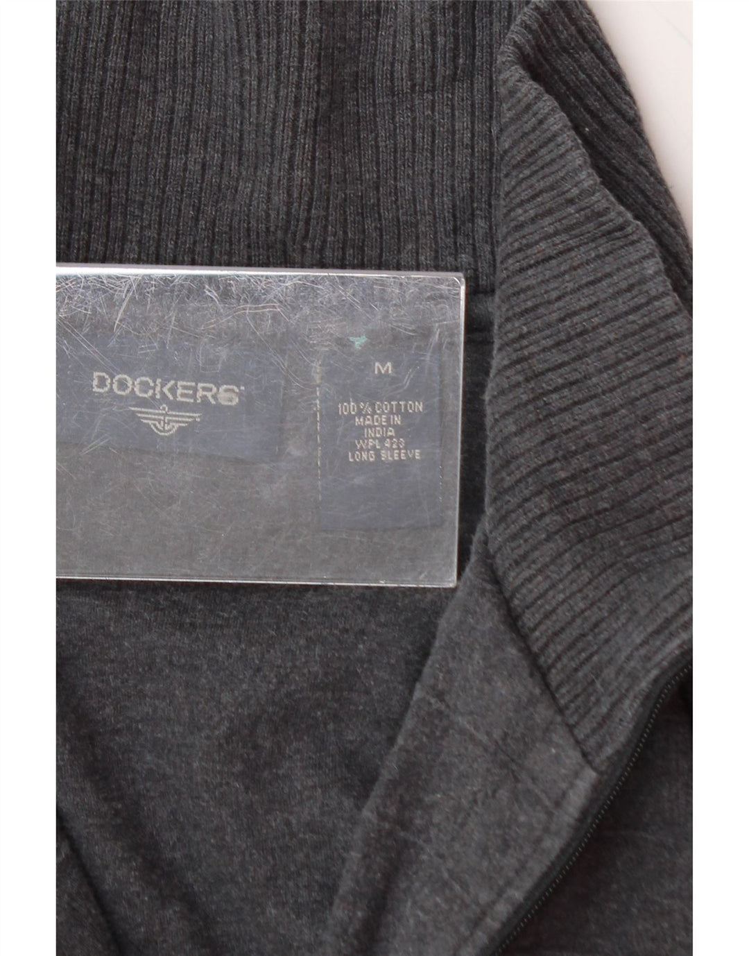 DOCKERS Mens Zip Neck Jumper Sweater Medium Grey Cotton Vintage Dockers and Second-Hand Dockers from Messina Hembry 