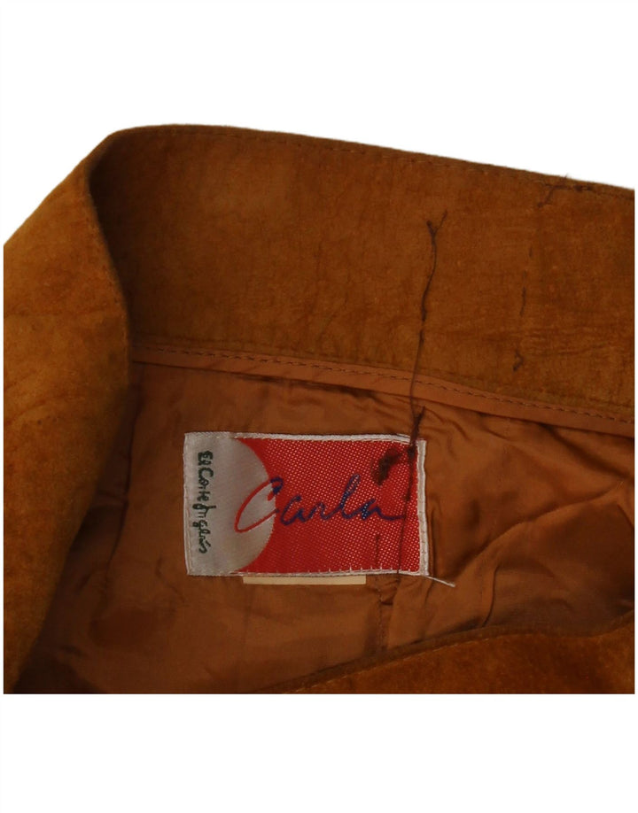 Vintage Womens Carla Suede Mini Skirt Large W32  Brown