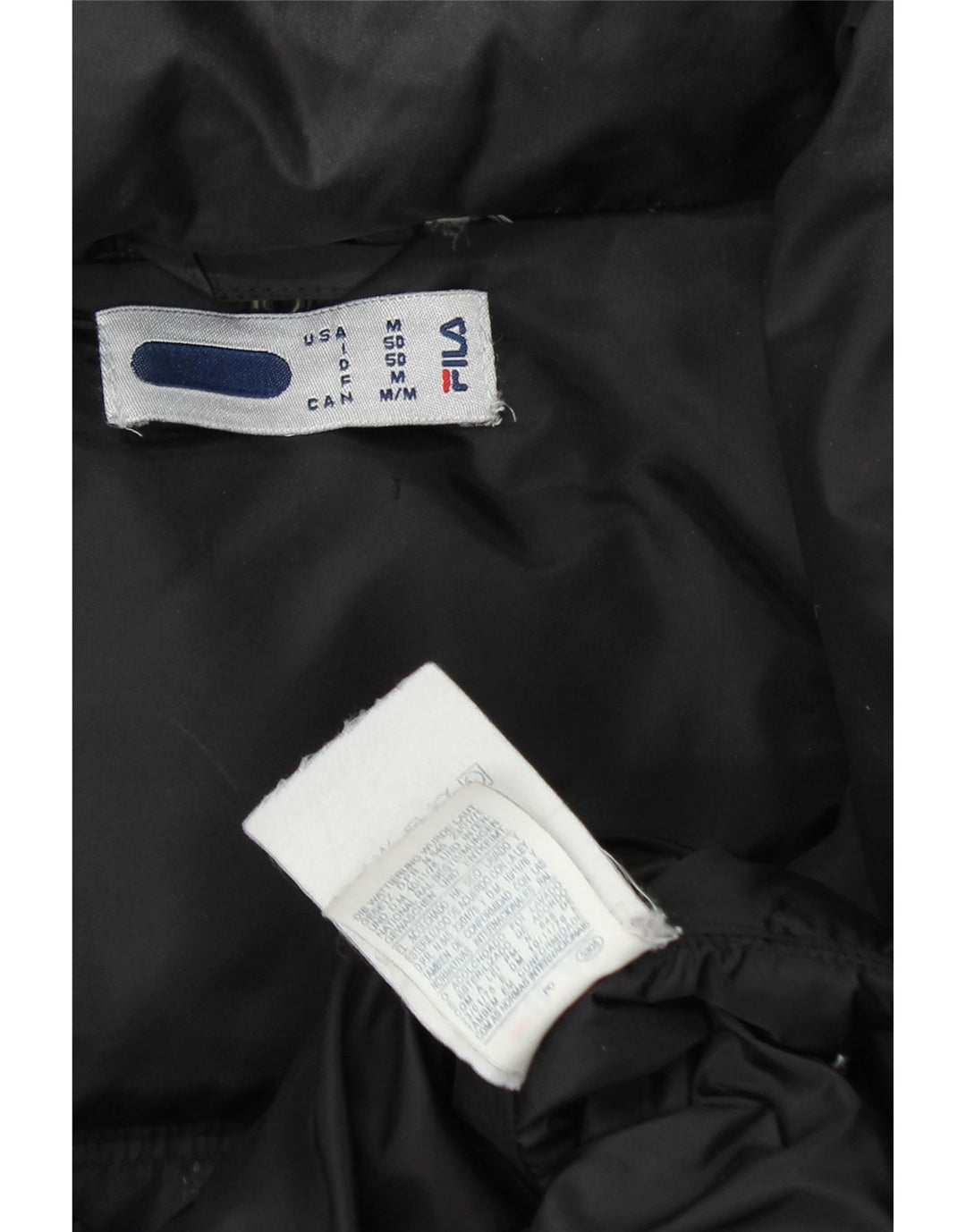 FILA Mens Hooded Padded Jacket UK 38 Medium Black Nylon