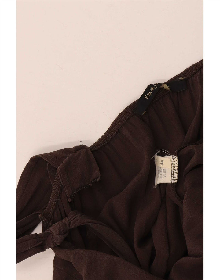 Vintage Womens Sleeveless Jumpsuit IT 44 Medium Brown Silk