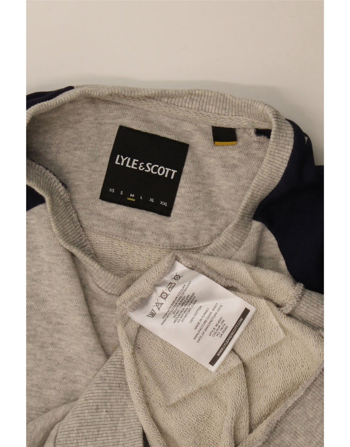 Lyle & Scott Mens Sweatshirt Jumper Medium Grey Colourblock Cotton