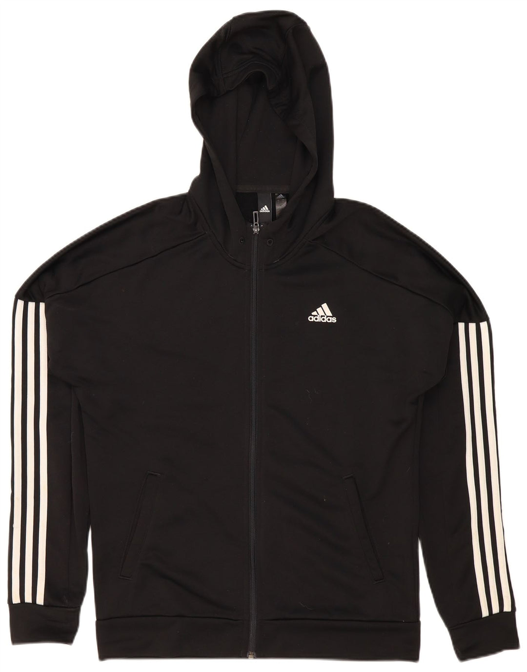 Adidas Mens Zip Hoodie Sweater Medium Black Polyester