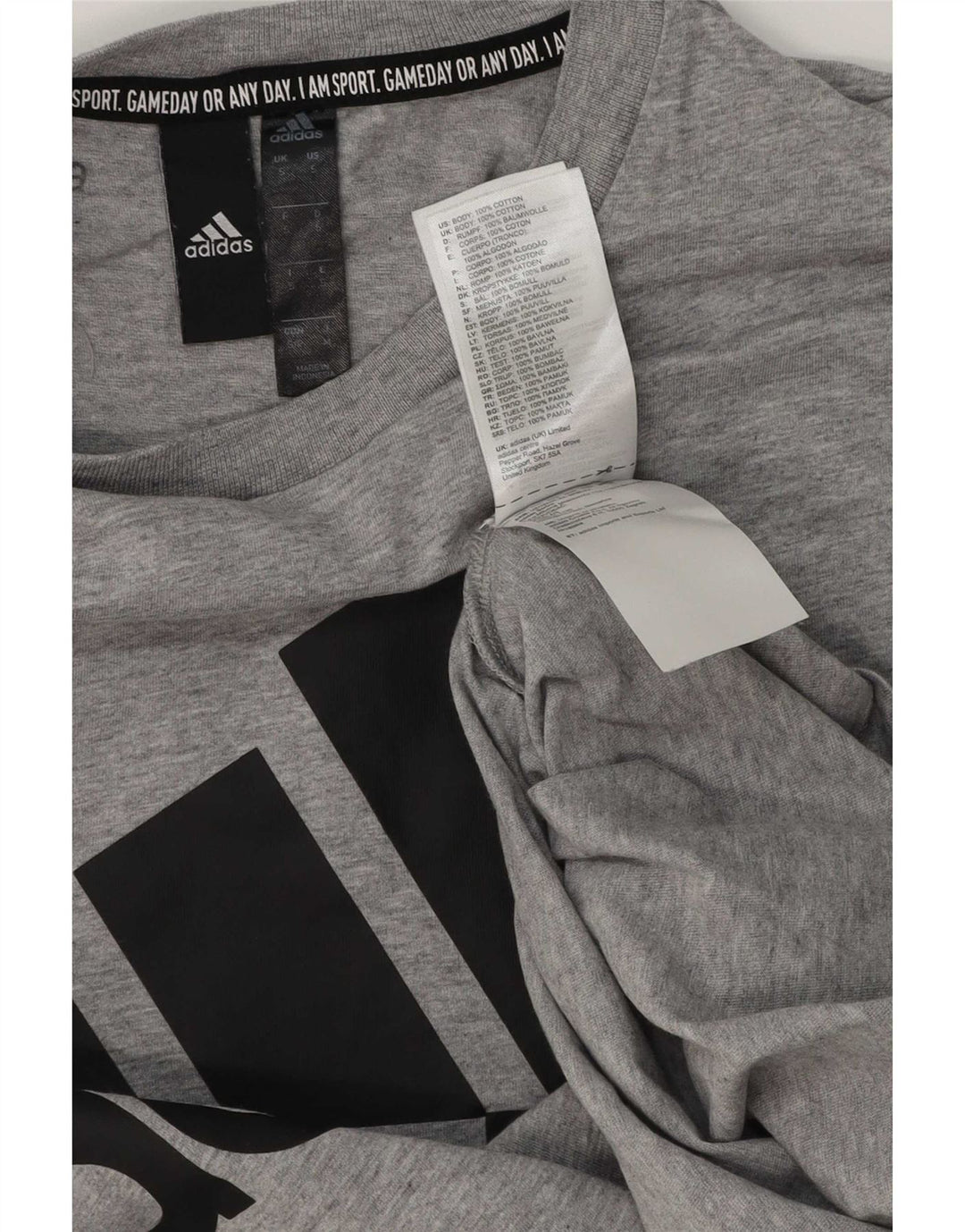 Adidas Mens Graphic T-Shirt Top Small Grey Flecked Cotton