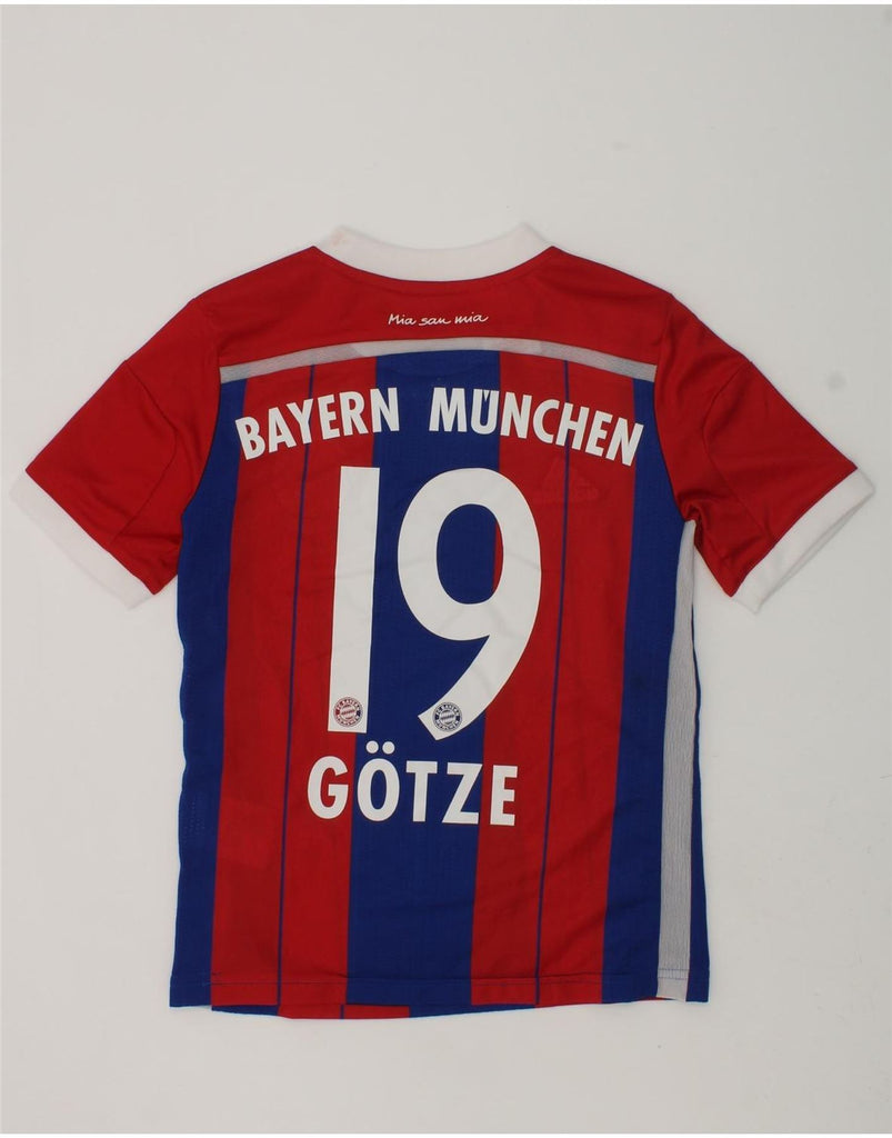 ADIDAS Boys FC Bayern Munchen Graphic T-Shirt Top 7-8 Years Red Striped | Vintage Adidas | Thrift | Second-Hand Adidas | Used Clothing | Messina Hembry 