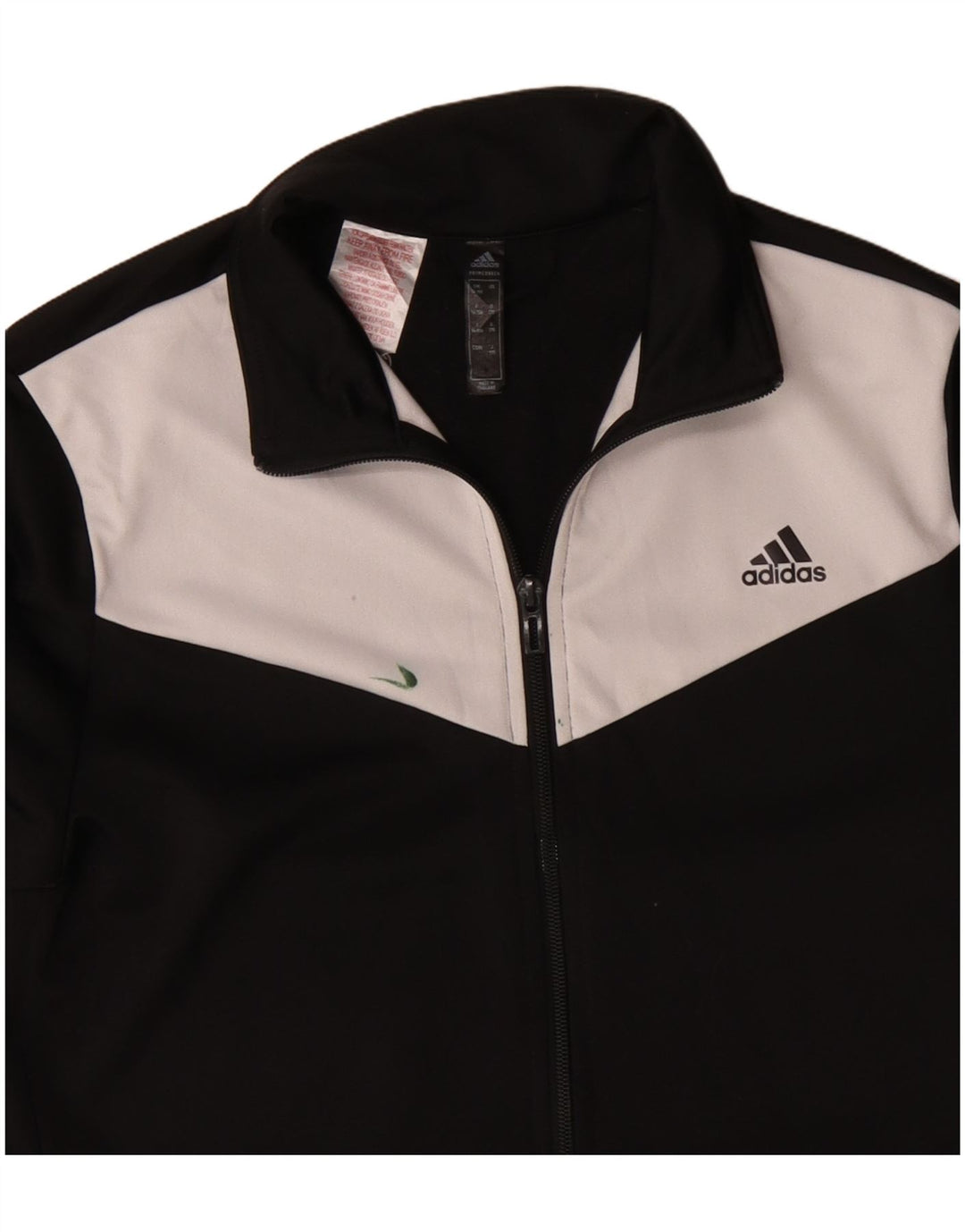 Adidas Boys Tracksuit Top Jacket 14-15 Years Black Colourblock Polyester