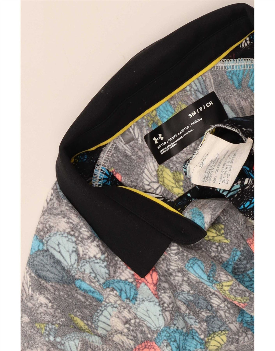Under Armour Mens Abstract Pattern Rugby Polo Shirt Small Grey Polyester