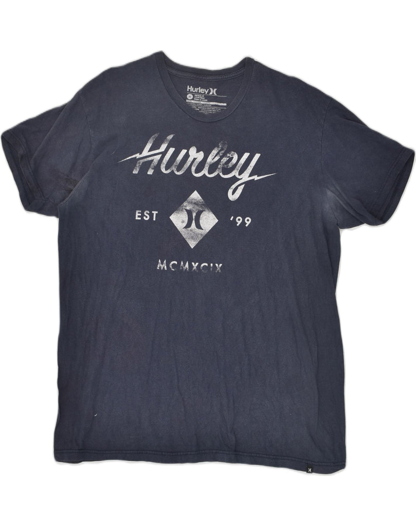 HURLEY Mens Premium Fit Graphic T-Shirt Top XL Navy Blue Cotton | Vintage Hurley | Thrift | Second-Hand Hurley | Used Clothing | Messina Hembry 