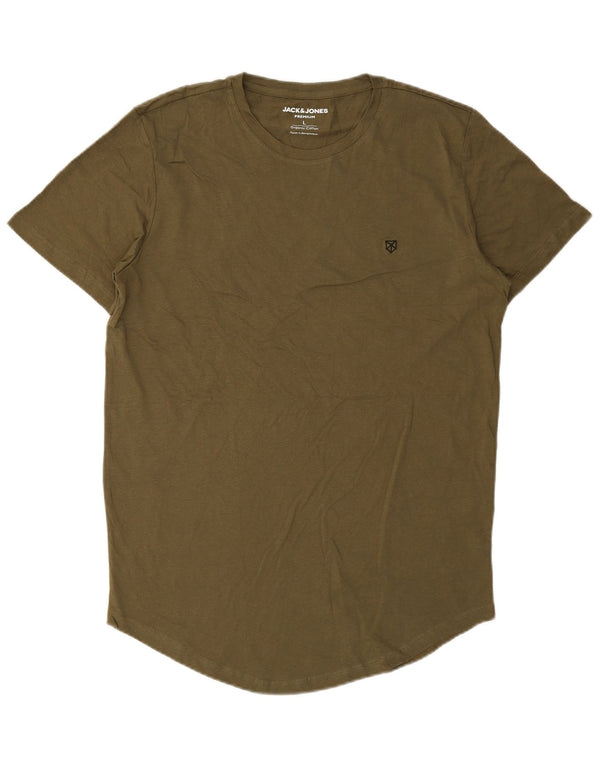Jack & Jones Mens Premium T-Shirt Top Large Khaki Cotton