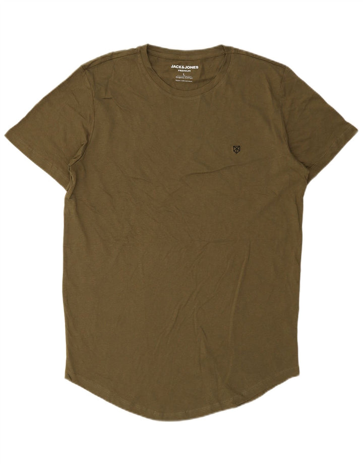Jack & Jones Mens Premium T-Shirt Top Large Khaki Cotton