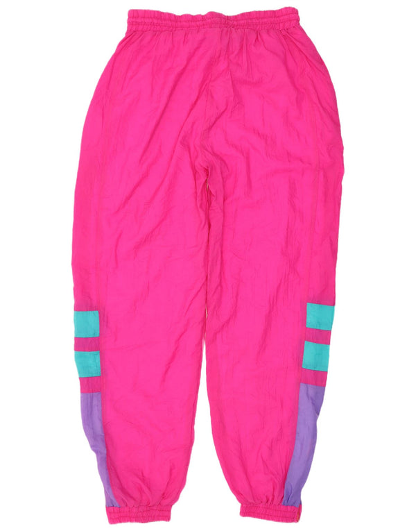 Vintage Womens Tracksuit Trousers Joggers UK 14 Large Pink Colourblock