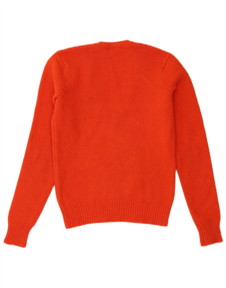 Ralph Lauren Womens V-Neck Jumper Sweater UK 12 Medium Orange Wool