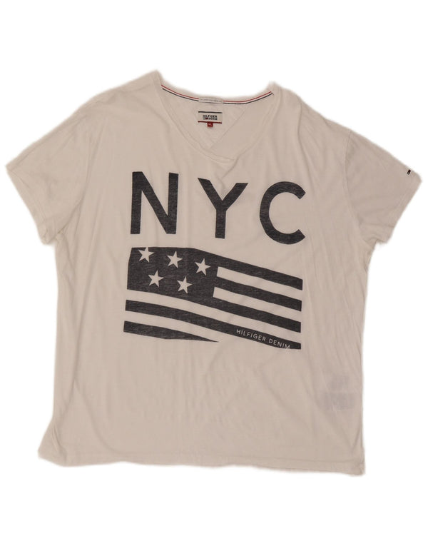 Tommy Hilfiger Mens Graphic T-Shirt Top XL White Cotton