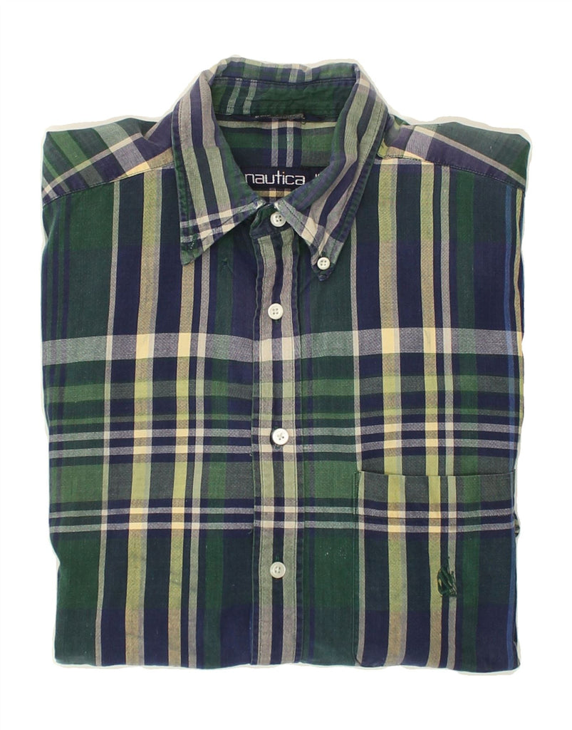 NAUTICA Mens Shirt Medium Green Check Cotton | Vintage Nautica | Thrift | Second-Hand Nautica | Used Clothing | Messina Hembry 