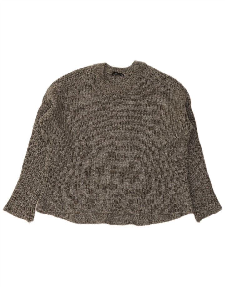 Zara Womens Oversized Crew Neck Jumper Sweater UK 14 Medium Grey