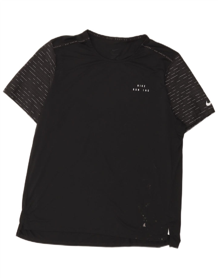 Nike Mens Dri Fit T-Shirt Top XL Black Pinstripe Polyester