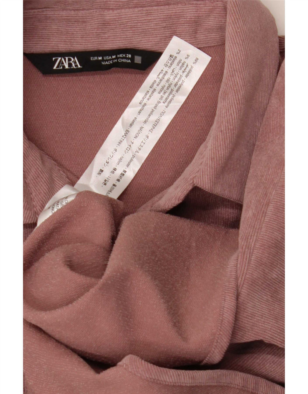 Zara Mens Corduroy Loose Fit Shirt Medium Pink Polyester