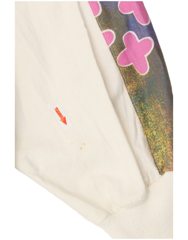 Vintage Mens Abstract Pattern Tracksuit Top Jacket EU 44/46 Small White