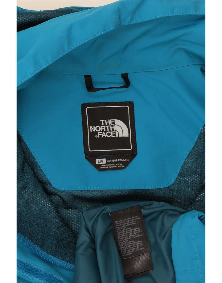 The North Face Womens Hooded Rain Jacket UK 16 Large Blue Polyester