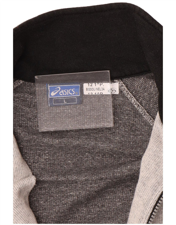 ASICS Mens Tracksuit Top Jacket Large Grey Colourblock Cotton