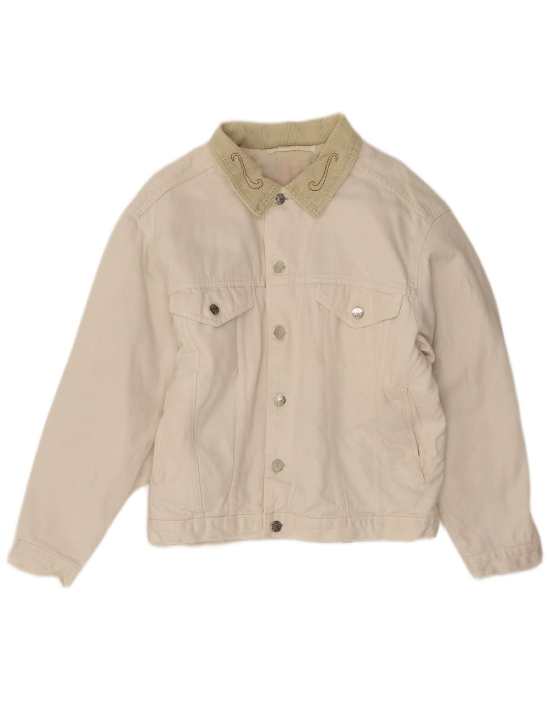 El Charro Mens Denim Jacket UK 36 Small White Floral