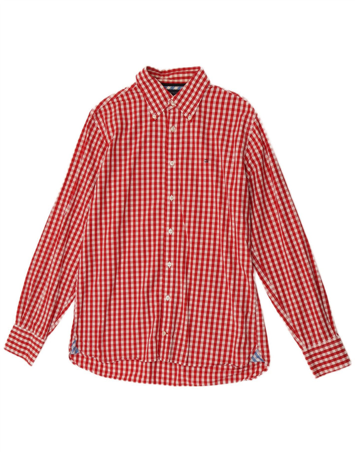 Tommy Hilfiger Mens Shirt Medium Red Check Cotton