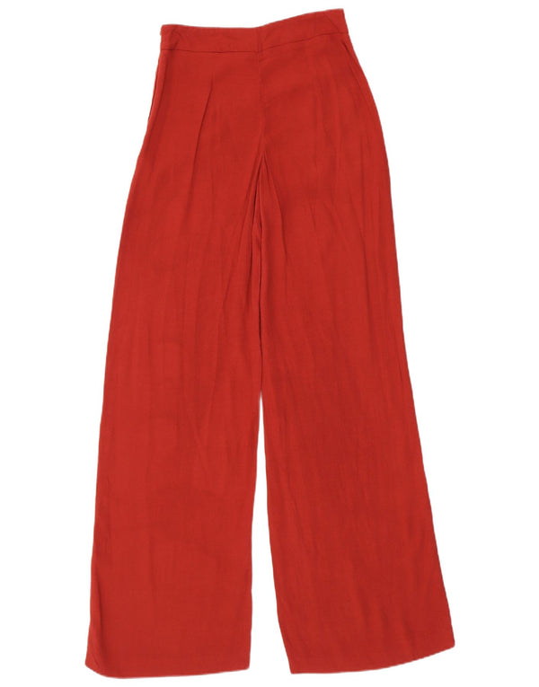 Zara Womens Wide Leg Casual Trousers XS W24 L34 Red Viscose