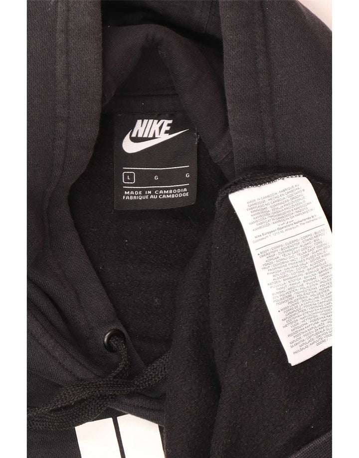 Nike Mens Graphic Hoodie Jumper Large Black Cotton