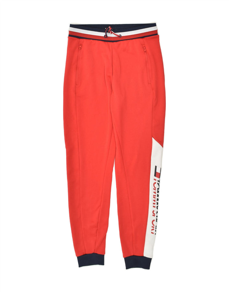 TOMMY HILFIGER Mens Graphic Tracksuit Trousers Joggers XS Red | Vintage Tommy Hilfiger | Thrift | Second-Hand Tommy Hilfiger | Used Clothing | Messina Hembry 