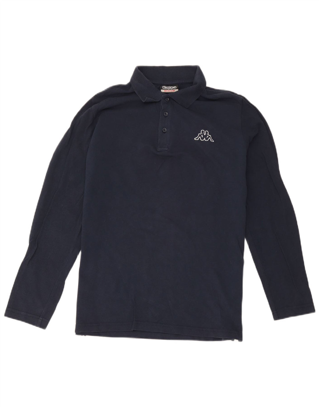 KAPPA Mens Long Sleeve Polo Shirt Medium Navy Blue Cotton
