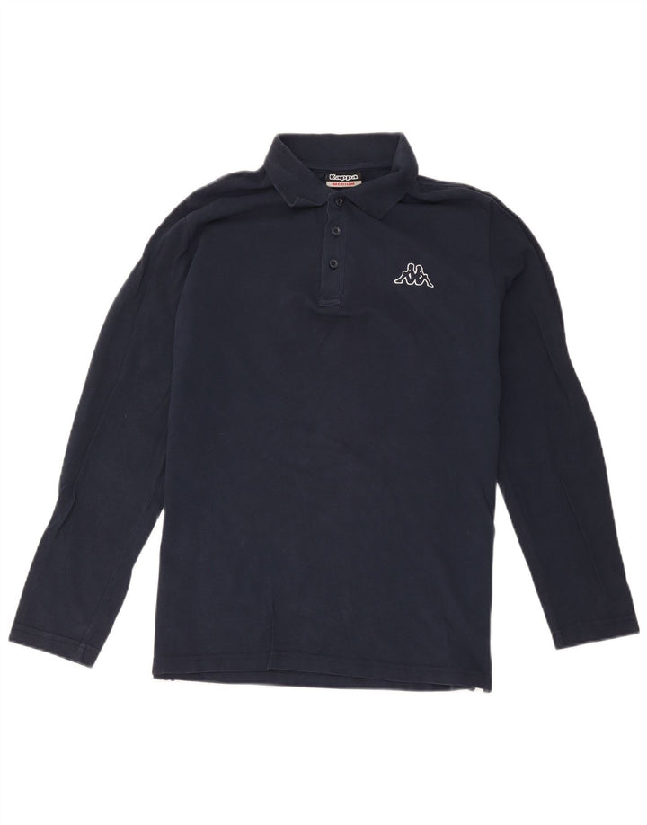KAPPA Mens Long Sleeve Polo Shirt Medium Navy Blue Cotton