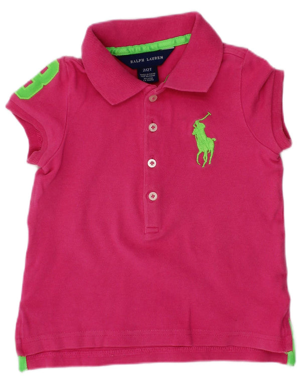 RALPH LAUREN Baby Girls Graphic Polo Shirt 18-24 Months Pink Cotton