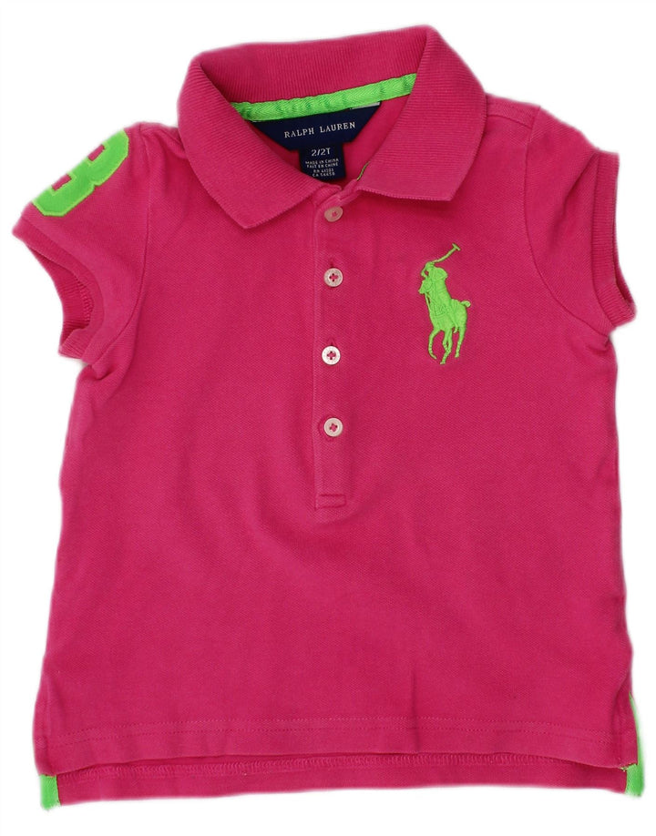 RALPH LAUREN Baby Girls Graphic Polo Shirt 18-24 Months Pink Cotton