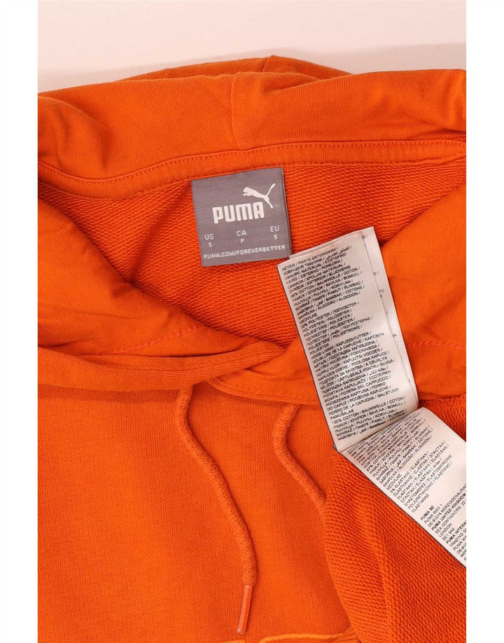 Puma Mens Graphic Hoodie Jumper Small Orange Cotton