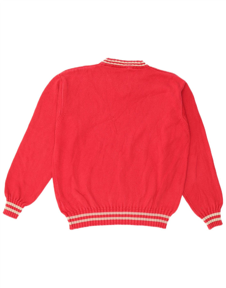 NORTH SAILS Womens Oversized V-Neck Jumper Sweater UK 10 Small Red Cotton
