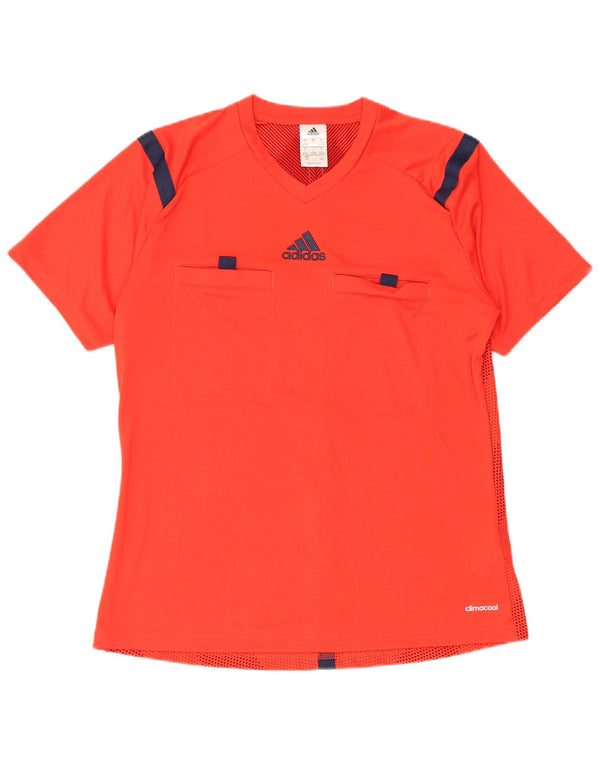 Adidas Boys Climacool T-Shirt Top 15-16 Years Large Red Striped Polyester