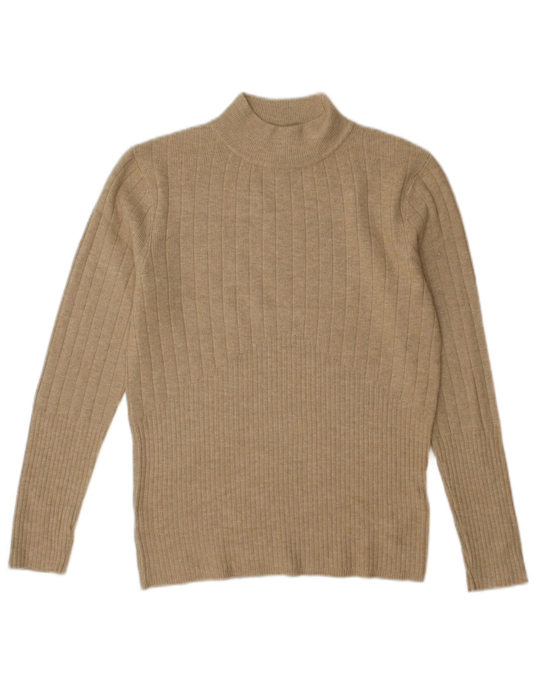 Marks & Spencer Womens Turtle Neck Jumper Sweater UK 10 Small Beige Viscose