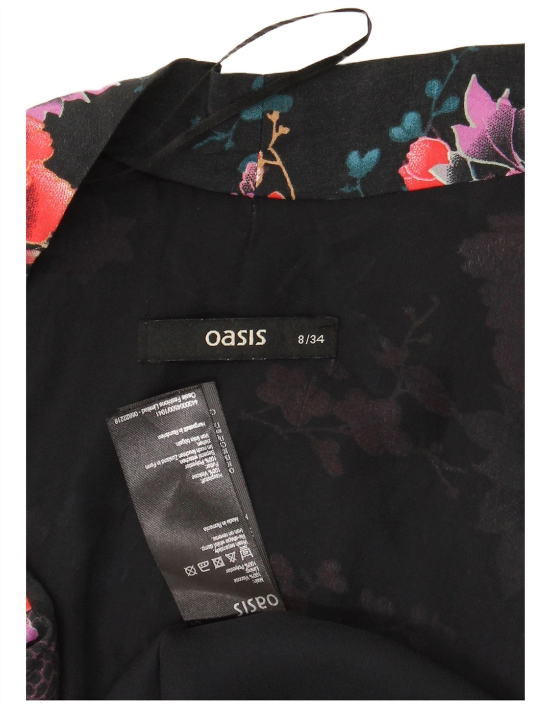 Oasis Womens Oversized Cardigan Top UK 8 Small Black Floral Viscose