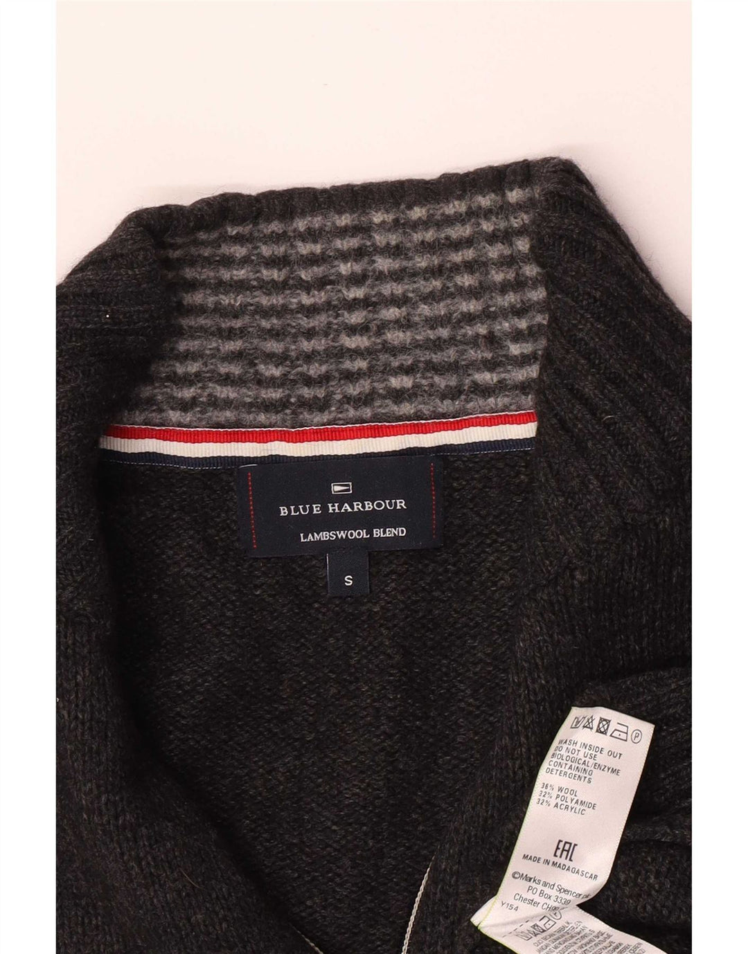 Marks & Spencer Mens Blue Harbour Zip Neck Jumper Sweater Small Grey